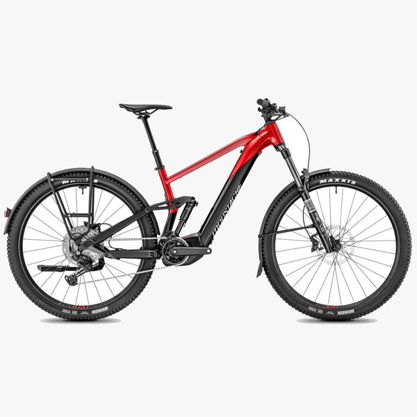 Bicicleta de montanha elétrica Moustache Trail 150.2 EQ-750WH 2025, preta/vermelha metálica brilhante