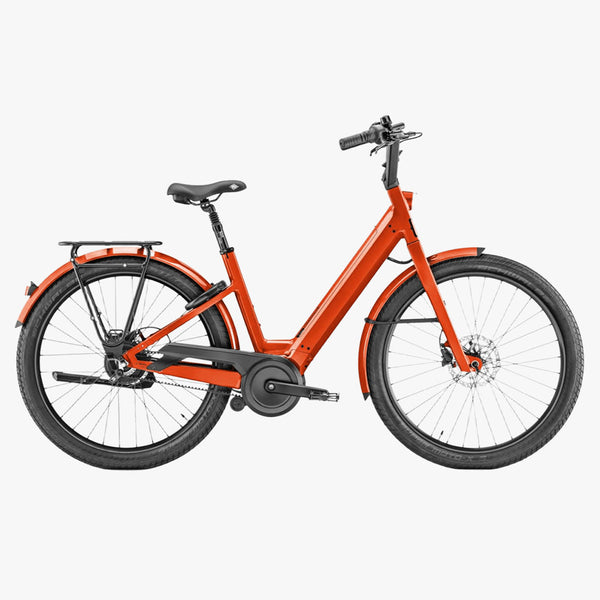 Bicicleta elétrica urbana Moustache Lundi 27.6 500WH 2020, cor terracota brilhante.