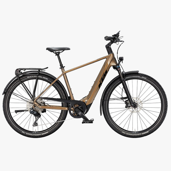 Bicicleta elétrica de trekking KTM Macina Gran 810 DI1 H na cor verde azeitona pérola