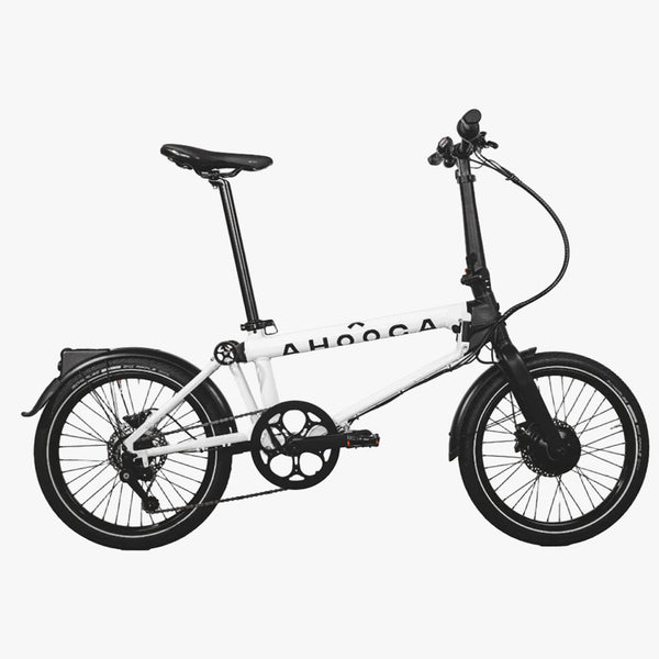 Bicicleta elétrica urbana branca Ahooga Max Bike