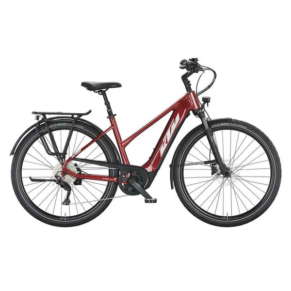 Bicicleta elétrica KTM Macina Tour P510 H cromada vermelha