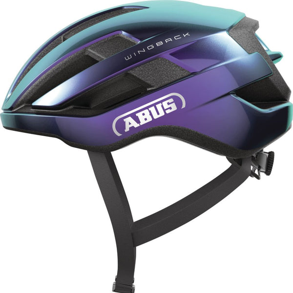 Capacete Abus, chinelo WingBack roxo