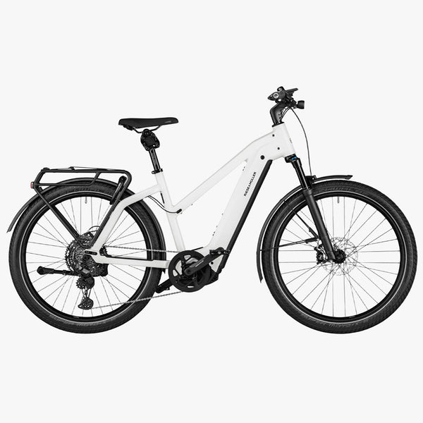 Bicicleta elétrica Riese Muller Charger4 Mixte GT Touring Ceramic Branca 750 Wh Trekking