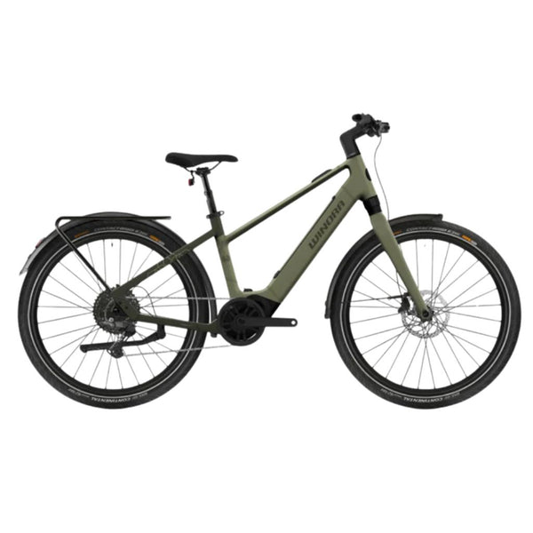 Bicicleta de trekking elétrica Winora IRIDE PURE X10 HIGH MA nevergreen/restauração - mate 2026