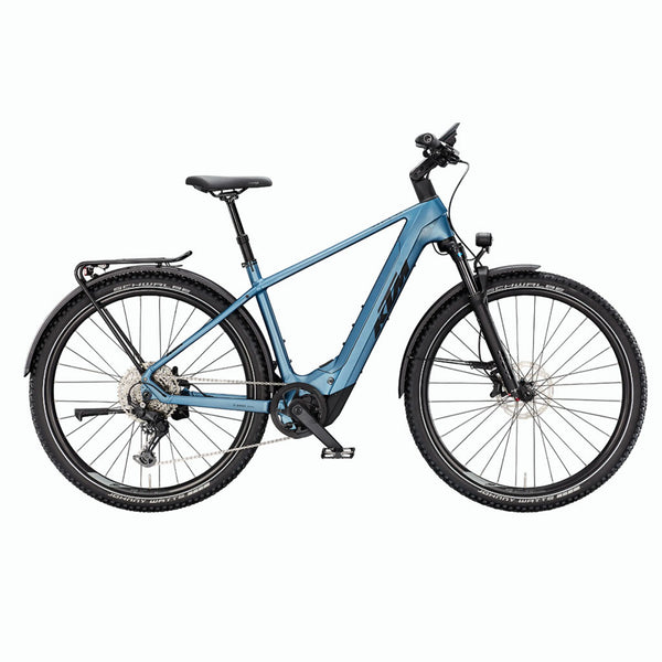 Bicicleta de montanha elétrica KTM Macina TEAM 892 LFC Azul Aço Mate