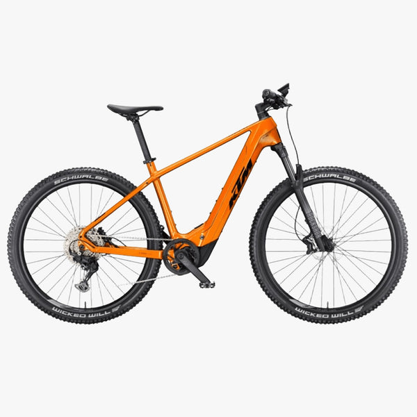 Bicicleta elétrica KTM Macina Prowler Exonic laranja transparente
