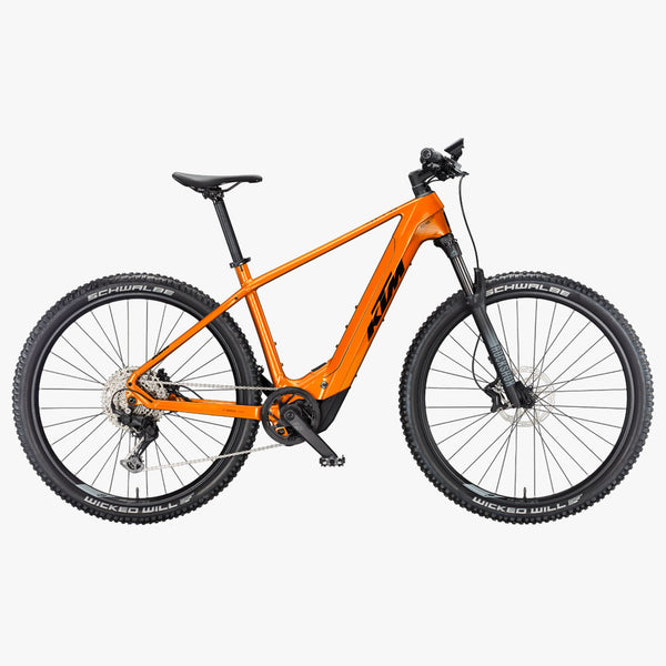 Bicicleta elétrica KTM Macina Prowler Exonic laranja transparente
