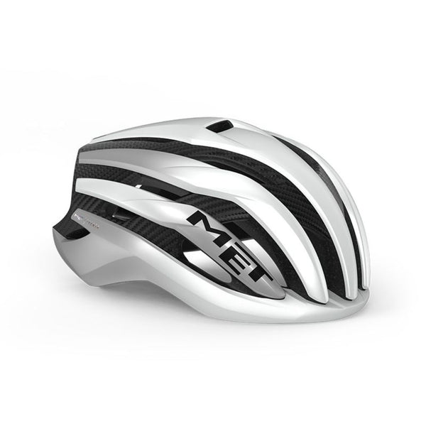 Capacete MET TRENTA 3K CARBON MIPS BRANCO/PRATA METALIZADO