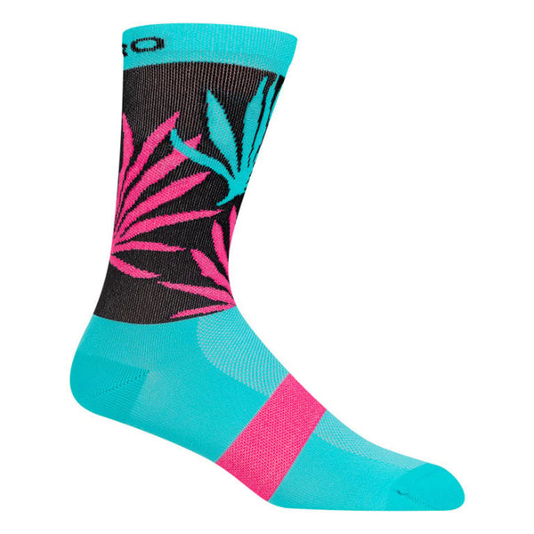 Meias Giro Racer High Rise - Azul-petróleo gritante/Rosa neon