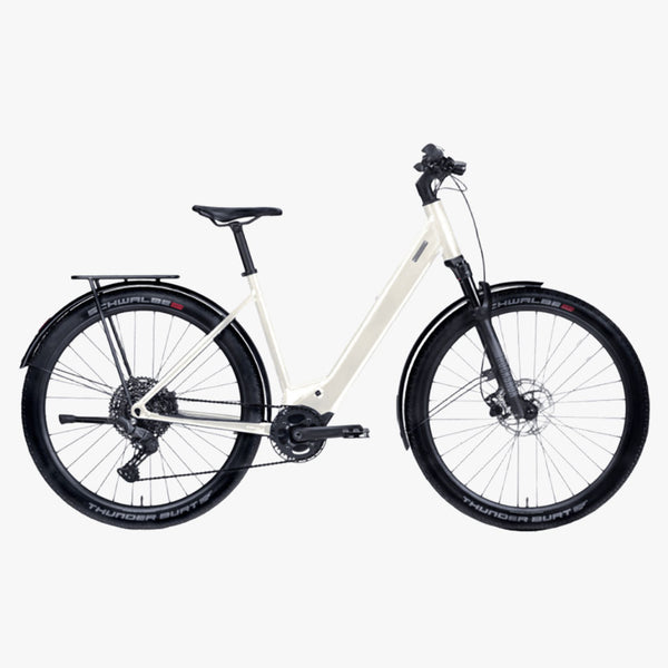 Bicicleta elétrica Urbana Coboc Skye Step, cor marfim metalizado.