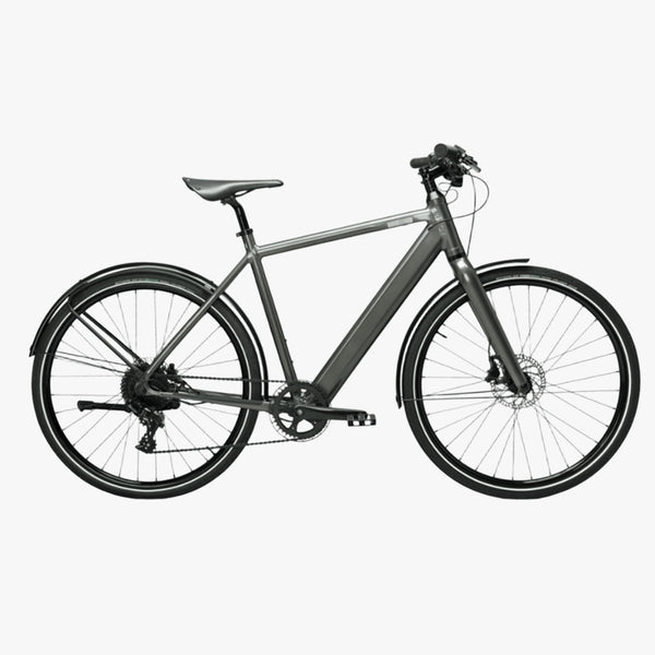 Bicicleta elétrica Urbana Coboc Vesterbro DMT Anvil Grey - acabamento metálico brilhante