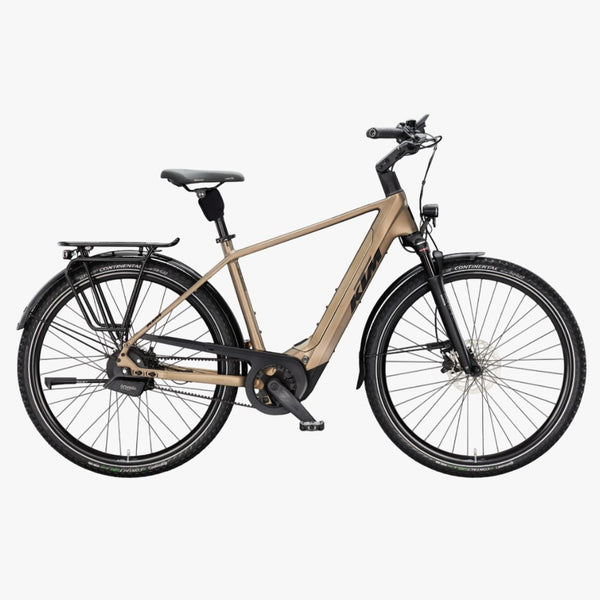 Bicicleta elétrica urbana KTM Macina City 810 Belt H Olive Pearl Matt