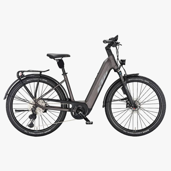 Bicicleta de trekking elétrica KTM Macina Gran 710 ABS Elderberry Matt