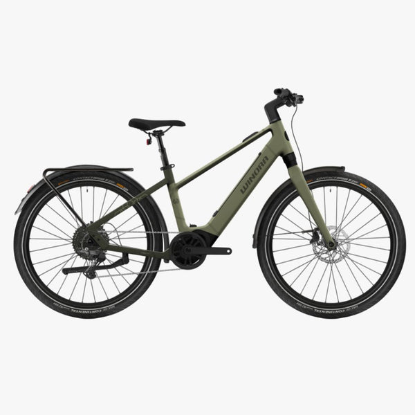 Bicicleta de trekking elétrica Winora IRIDE PURE X10 HIGH MA nevergreen/restauração - mate 2026 