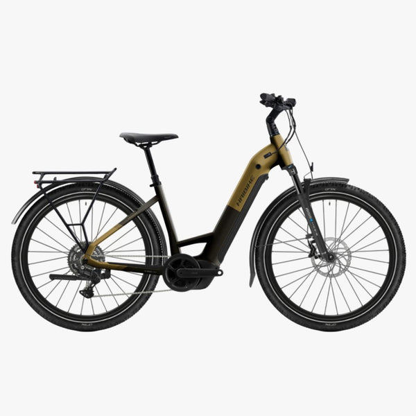 Bicicleta de trekking elétrica Haibike TREKKING 7.5 Low preta/dourada 2026 