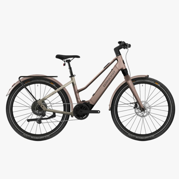 Bicicleta de trekking elétrica Winora IRIDE PURE X10 MID GL, cor Macadamia Mist/Suntan - Brilhante 2026 