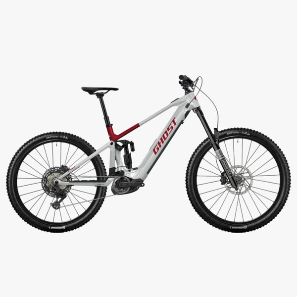 Bicicleta elétrica de montanha E-RIOT CF Advanced vermelho rebelde/cinza nebuloso 2026 