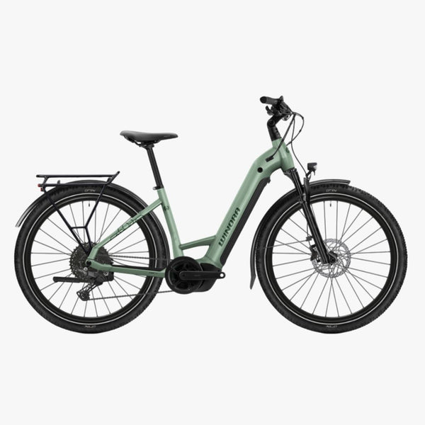 Bicicleta de trekking elétrica Winora YUCATAN X10 Low GL, cor Pistácio Pastel - Brilhante 2026 
