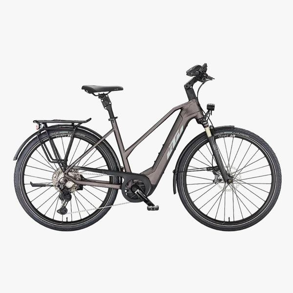 Bicicleta elétrica de trekking KTM Macina Style 710 Elderberry fosca
