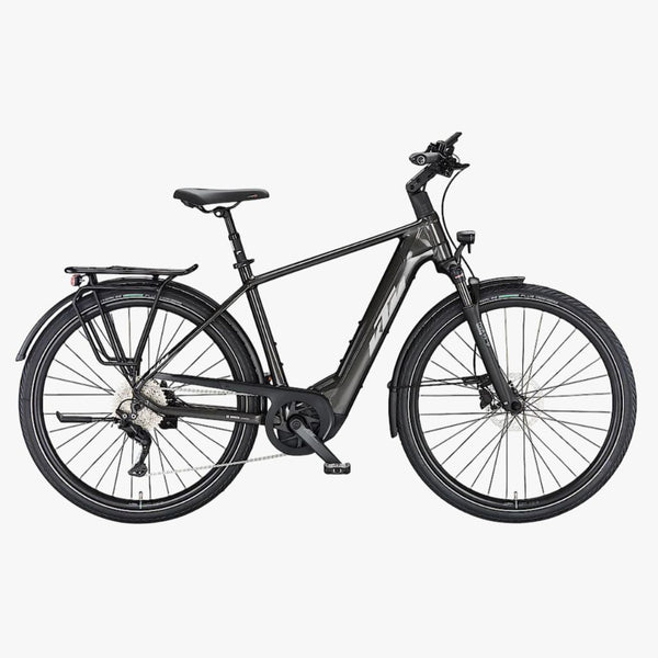 Bicicleta elétrica de trekking KTM Macina Style 740 cinzento metalizado