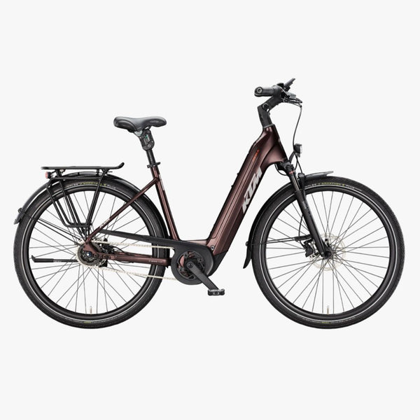 Bicicleta elétrica urbana KTM Macina City 820 XL US, cor preto lava mate.