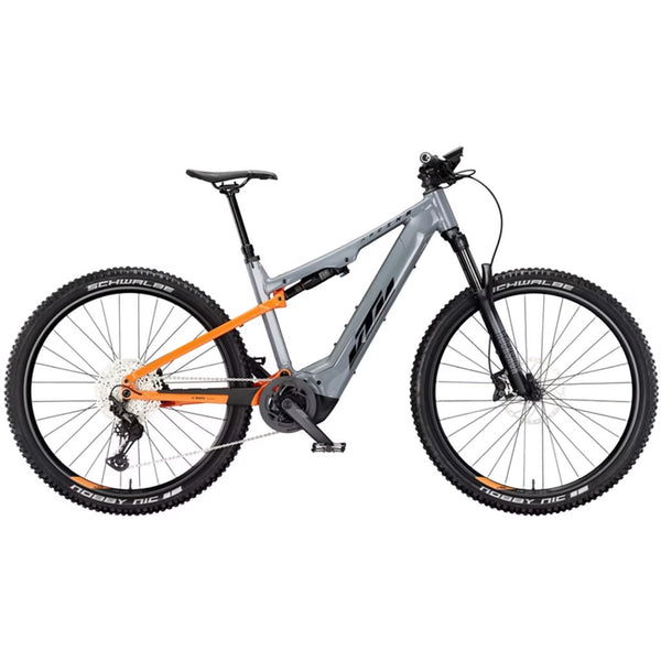 Bicicleta elétrica KTM Macina Chacana 691 LTD Vital Blue (prata e laranja)