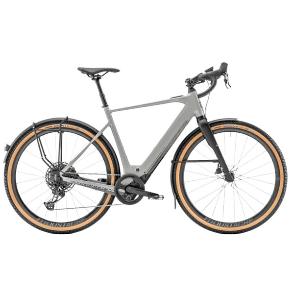 Bicicleta elétrica gravel Moustache Dimanche 29.4 EQ Open 2024 cinzento brilhante