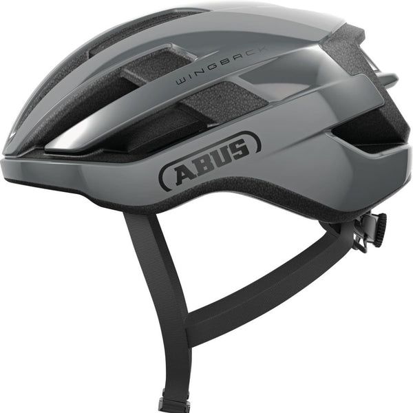 Capacete Abus, modelo WingBack, cor cinzento corrida. 