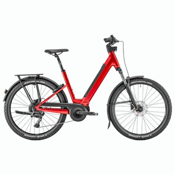 Bicicleta elétrica de trekking Mustache Xroad 4 Open, vermelha metalizada brilhante, 600Wh, modelo 2020.