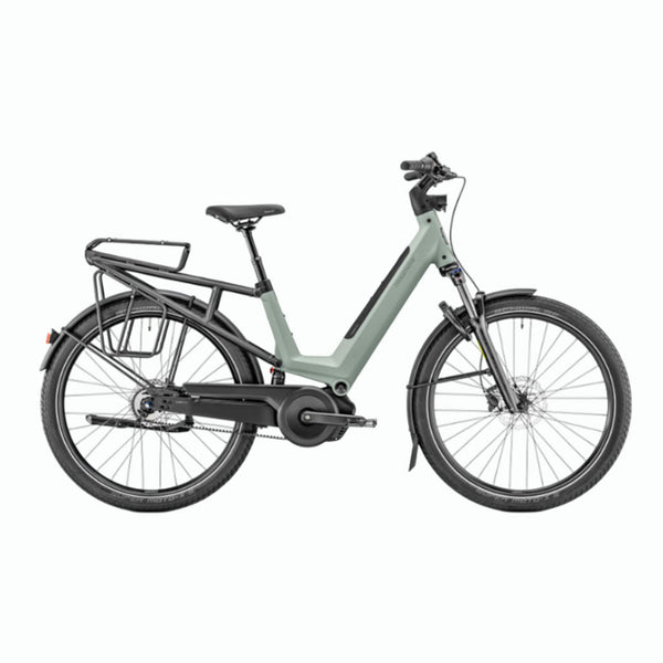 Bicicleta elétrica urbana Mustache Mardi 27.4 FS Verde Argila Metal Suspeita 600Wh 2026