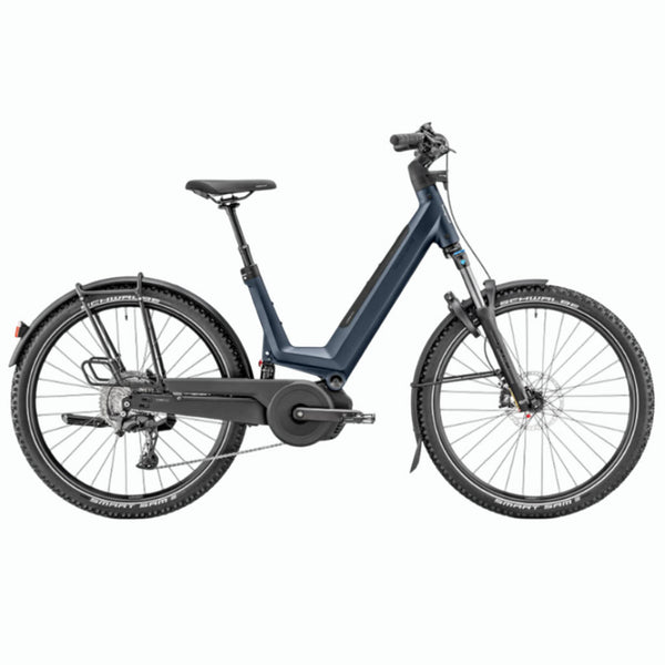 Bicicleta elétrica de trekking Mustache Xroad 6 FS Azul Marinho Fosco Leve 600Wh 2026