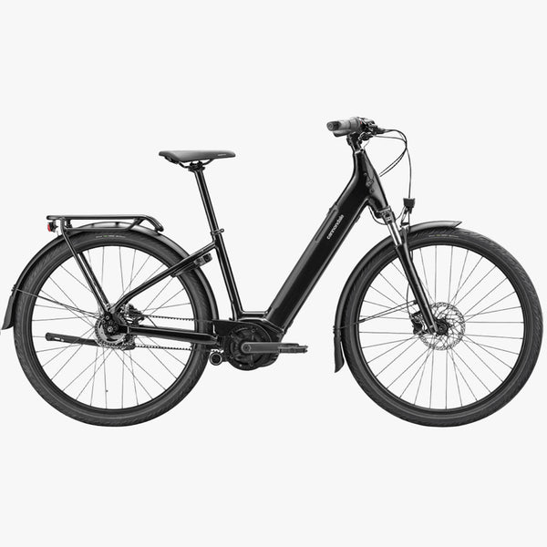Bicicleta elétrica urbana Cannondale U Mavaro 4 Low StepThru preta