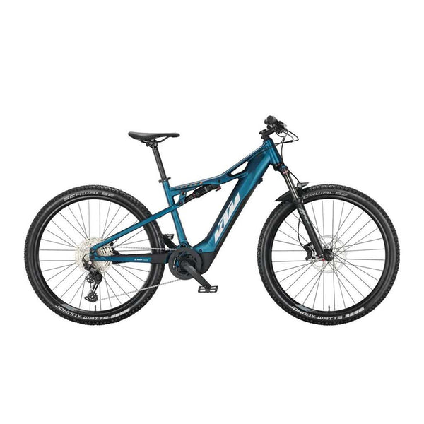 Bicicleta de montanha elétrica KTM Macina Chacana 691 LTD Vital Blue (prata + laranja)