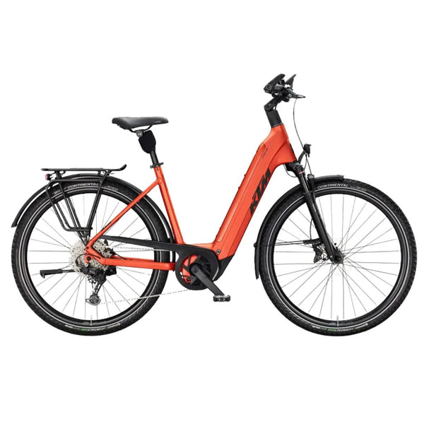 Bicicleta elétrica de trekking KTM Macina Style 830 H, cor laranja queimado mate.