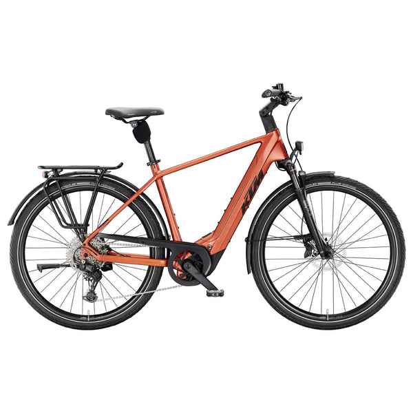 Bicicleta elétrica de trekking KTM Macina Style 830 H, cor laranja queimado mate.