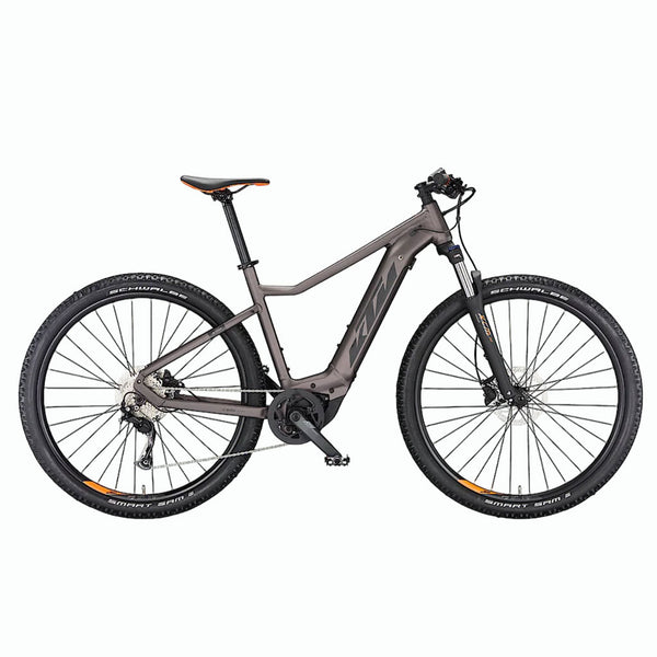 Bicicleta elétrica de montanha KTM Macina Race 591 cinzento metalizado